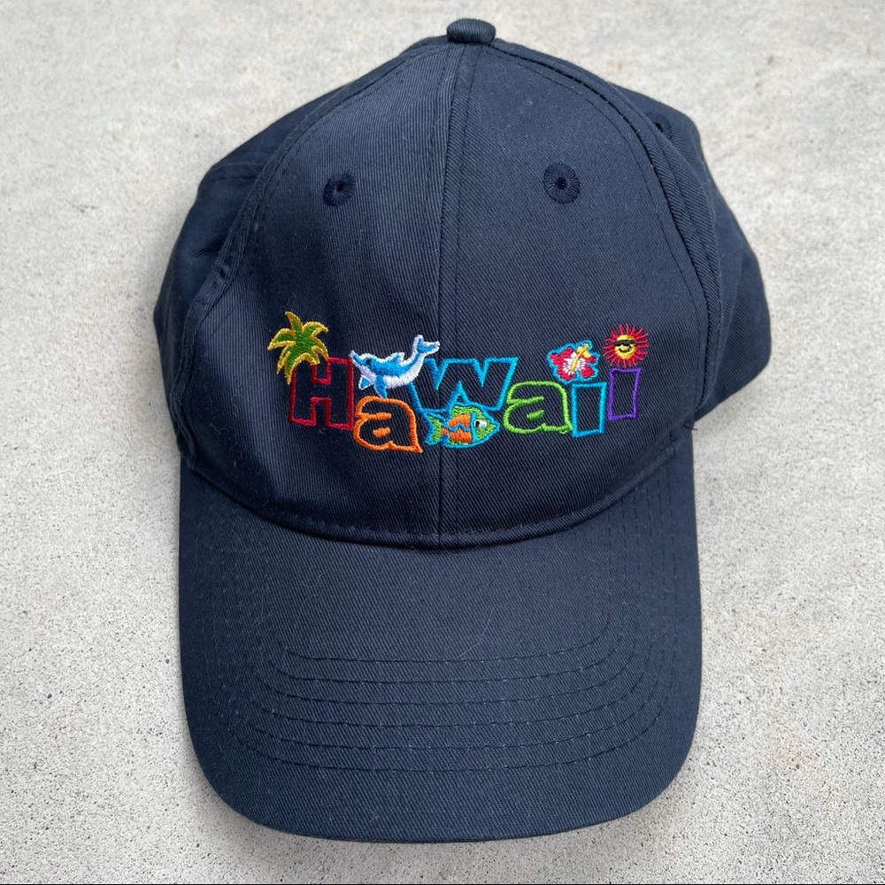 Hawaii embroidered adjustable hat - dolphin, fish, sun